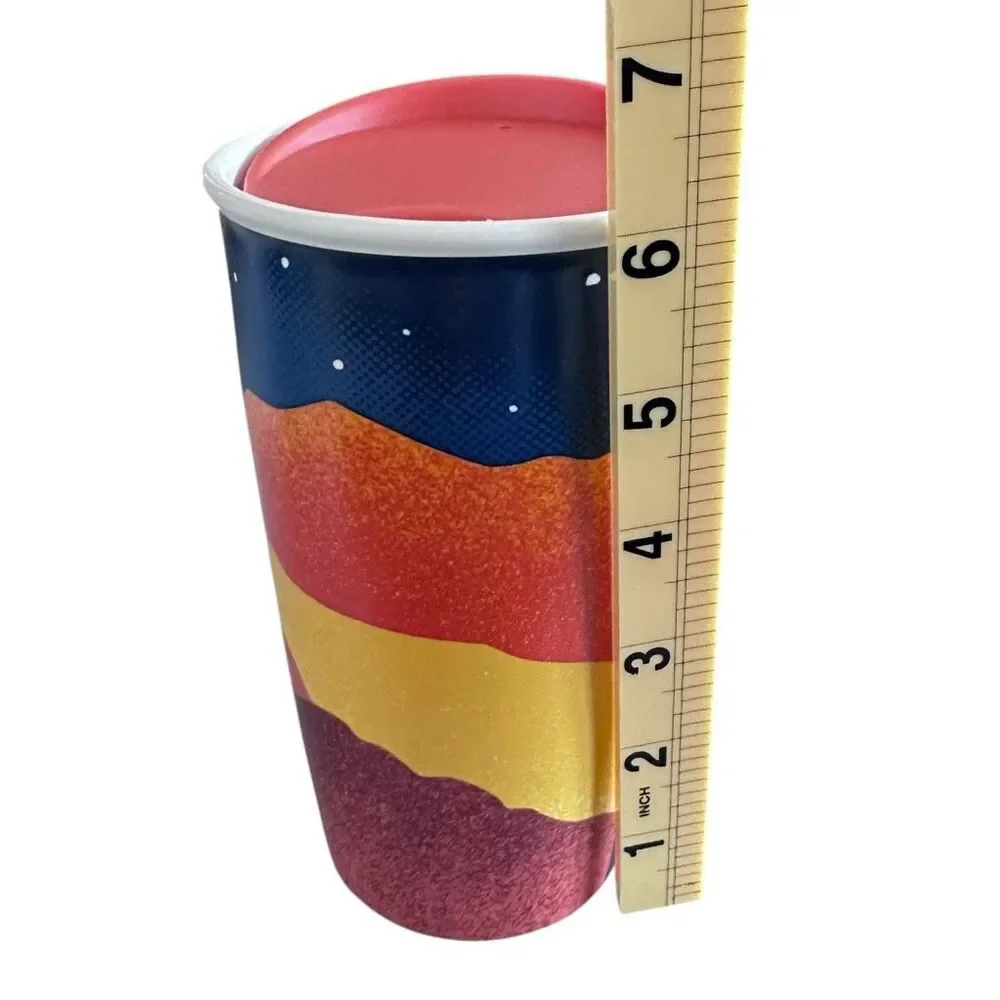 NWOT Starbucks 2016 Rare “Denver” Night Sky Ceramic Orange & Blue Tumbler -12 oz